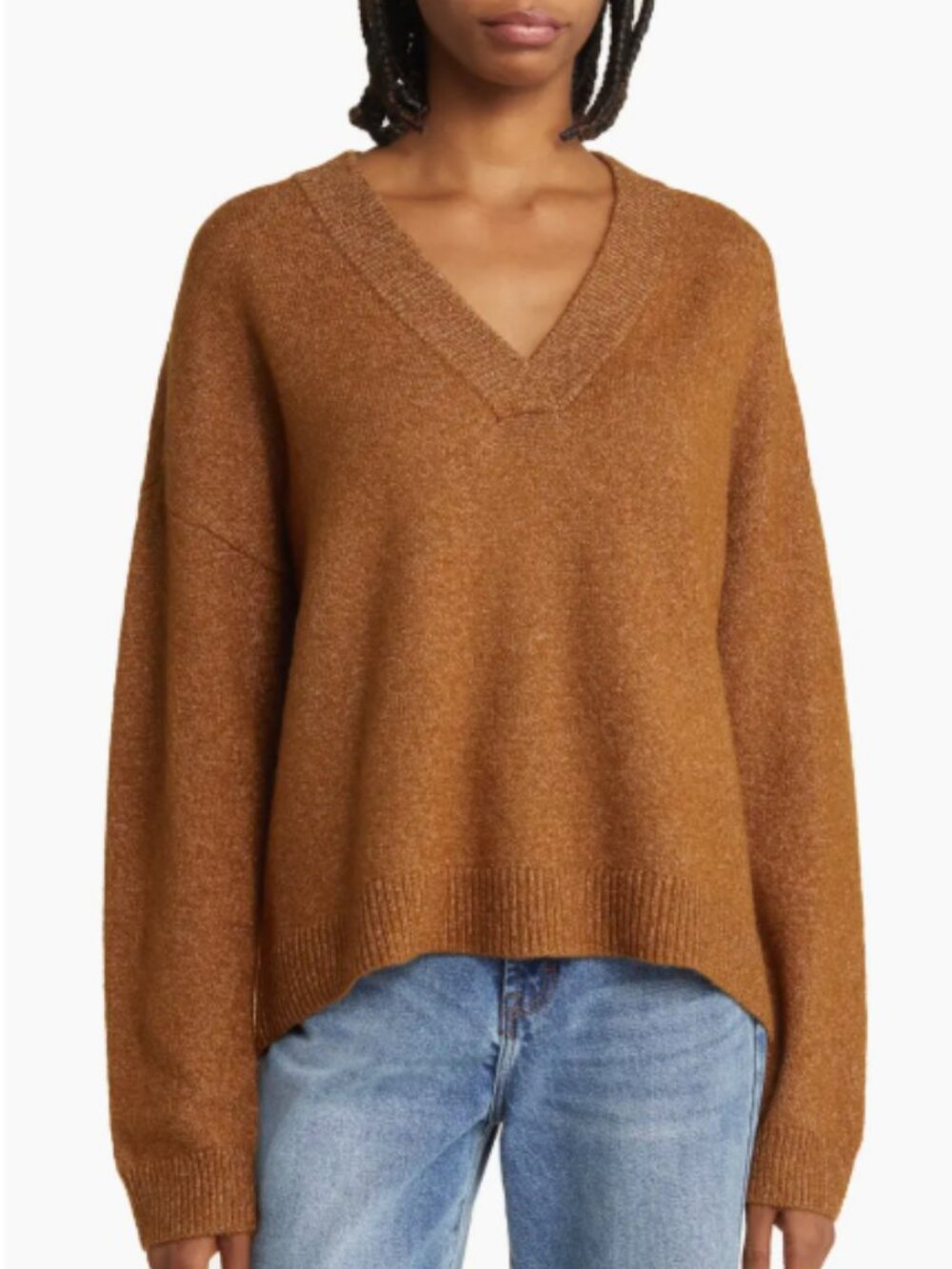 Treasure & Bond Oversize V-Neck Sweater Brown Temple Medium